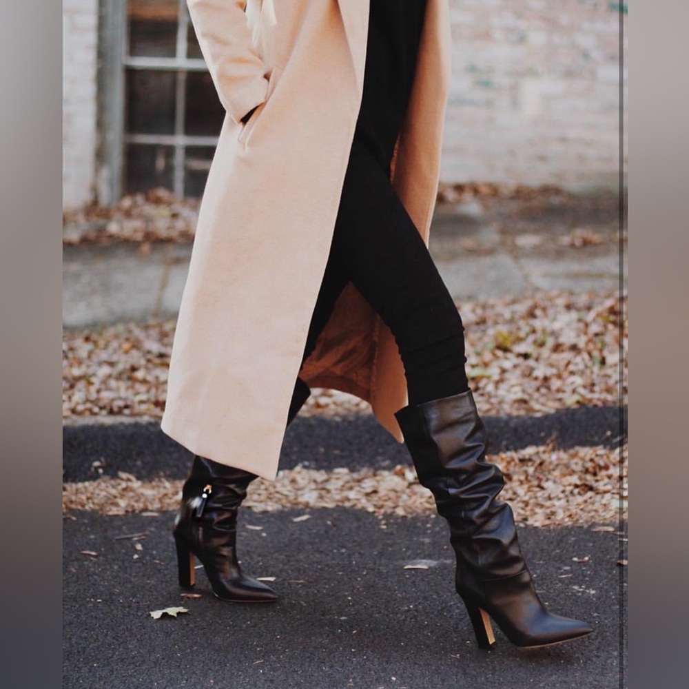 M. Gemi Black Leather Festara Knee-High Boots